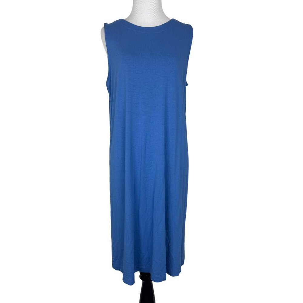 J.Jill Wearever Collection Sleeveless Blue Shift Dress M 95% Rayon 5% Spandex